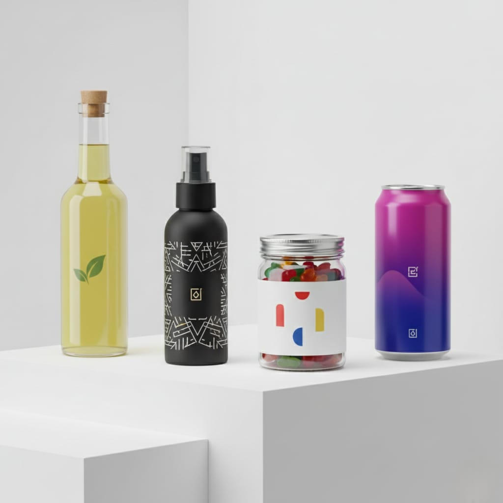 Full-color shrink sleeve printing for bottles and jars by Kakatiya Printers Hyderabad.